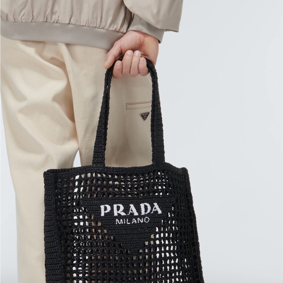 Prada Black Raffia Tote Bag - Picture 3 of 13